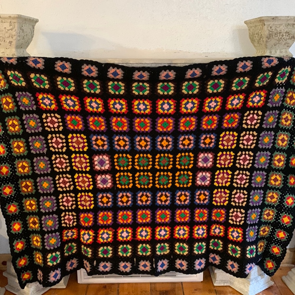 Crochet Granny Square Handmade Blanket